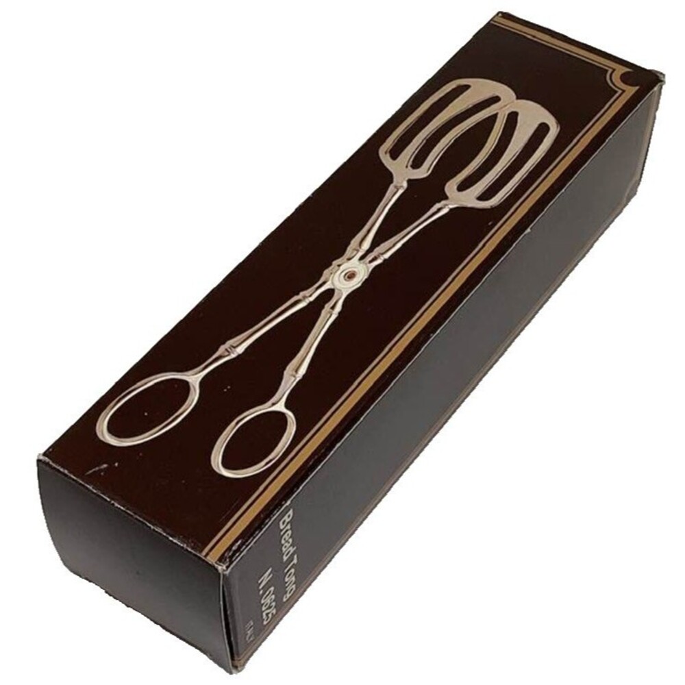 Bread Salad Tongs 0625 Italy Silver Plate Scissors 9" Wedding Box Vtg NEW - Picture 6 of 8